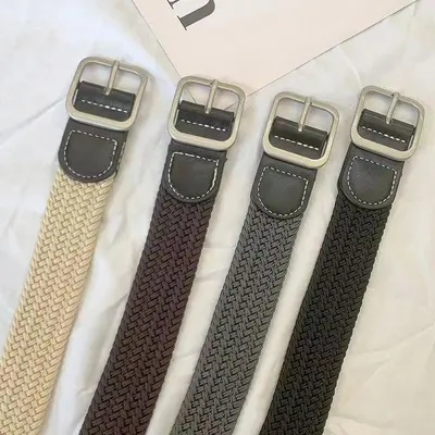 2025 Yeni Model Dokuma Deri Kemer Erkek Pantolon Kemeri Kadın Jean Kemeri Asker Eğitimi Moda Genç Tuval Erkek Siyah