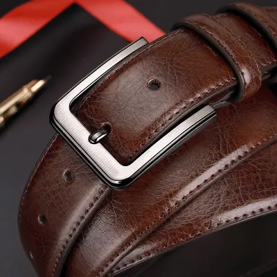 Otantik eski moda inek derisi kemer erkek pantolon kemeri hakiki deri retro iş rahat yaşlı kot kemer