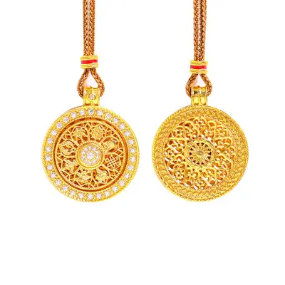 Vietnamese gold compass pendant rotatable women necklace - 6