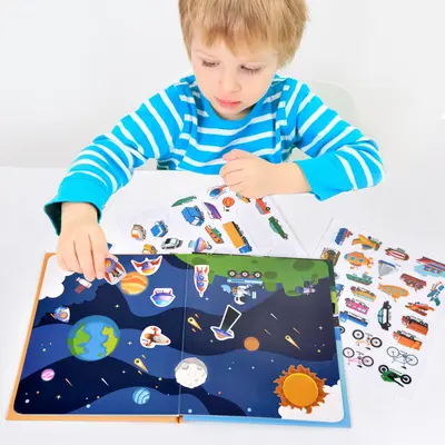 Wiederverwendbares Kinder-Stickerbuch, Kindergarten-Lernspielzeug