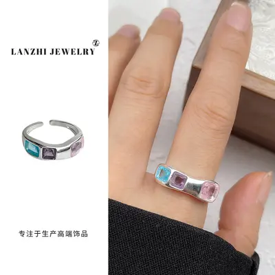 Lanzi 925 Silver Women's Ring Korean Design Adjustable - 10
