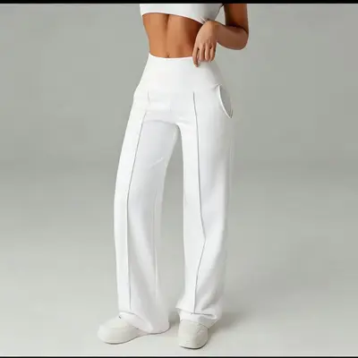 Erkek Kadın Bel Dikişli Cepli Slim Fit Uzun Düz Paça Outdoor Spor Pantolon - 11