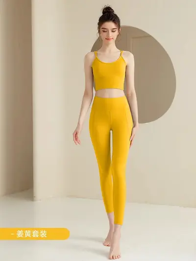 Pilates Yoga Set with Chest Pads, Dopamine Color Women's Tank Top Activewear - 10