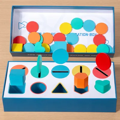 Montessori wooden color sorting box for children