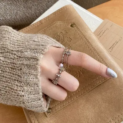 French vintage coffee gold lace ring, women's, open adjustable - 4