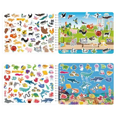 Kinder-Stickerbuch mit Cartoon-Tieren, wiederverwendbar - 4