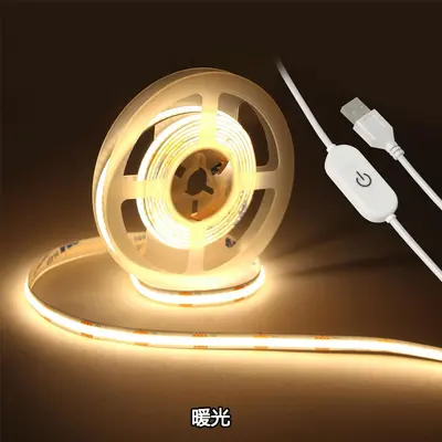 USB Dokunmatik Sensörlü 5V COB LED Şerit, Noktasız Ambiyans Işığı