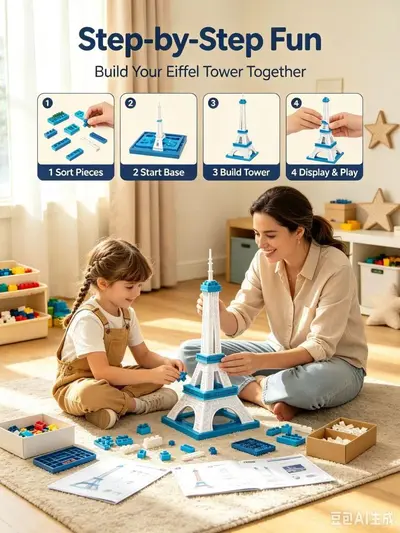 Eiffel Tower DIY Building Block Set, STEM Educational Model - 7