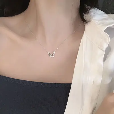 S925 Silver Butterfly Pendant Necklace, Premium Design