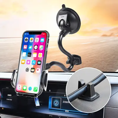 Car Phone Holder with Windshield Suction Cup, Anti-Vibration Bracket - 6