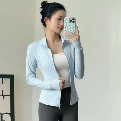 Women's fitness set sports jacket stand collar long sleeve quick-dry - 7