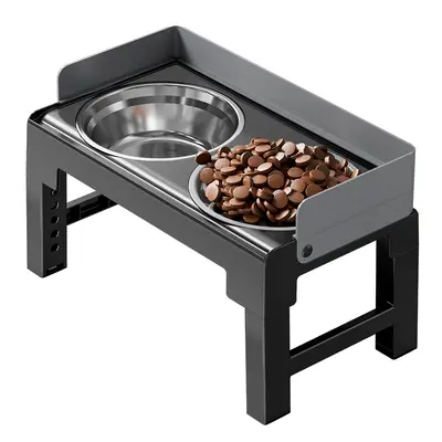 Adjustable Height and Angle Raised Dog Feeding Bowl with Neck Protection for Medium and La