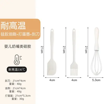 Silikon Backset 3-teilig Kuchenspachtel Teigschaber Küche Heim Eierschläger Barbecue Ölpinsel Gadget - 10