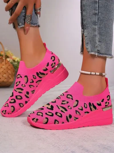 Plus Size Women's Sock Shoes, Breathable Mesh, Thick Sole, Colour Block - 12