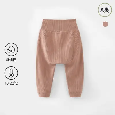 Baby Class A Soft Fleece Cotton High-Waisted Pants, Stretch - 7