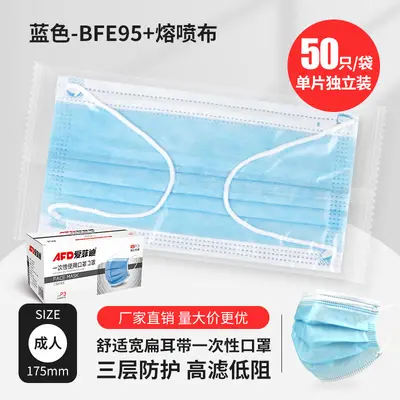 Disposable 3-Ply Adult Face Mask 95+ Melt-Blown