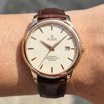 2026 New Model RQEX Luxury Men's Watch Automatic Mechanical Watch Hollow Design Genuine Leather Diamond-Studded Wristwatch