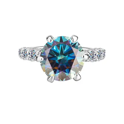 S925 Silver Moissanite Ring, Moonlight White, Women's - 10