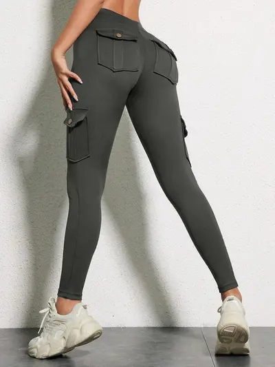 Damen Laufhose, elastisch, eng, hohe Taille, schnelltrocknend - 3