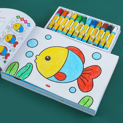 Детская раскраска с рисунками для детей 2-3-4 лет, 6 книг для детского сада, развивающая книжка с картинками для малышей с восковыми мелками, сказочная раскраска - 5