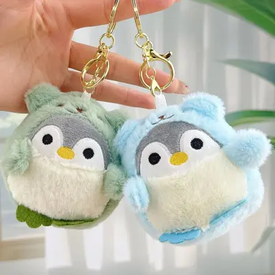 Karikatür Sevimli Çapraz giyinme Penguen Bebek Douyin Aynı Stil Giydirme Küçük Penguen doldurulmuş Oyuncak Kolye Bebek 8 CM - 5