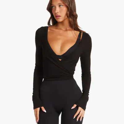 Long-Sleeve Yoga Top, Slim-Fit Fitness Sports Shirt for Women