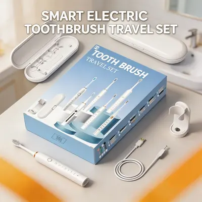 Rechargeable Electric Toothbrush Set with Portable Travel Case - 2