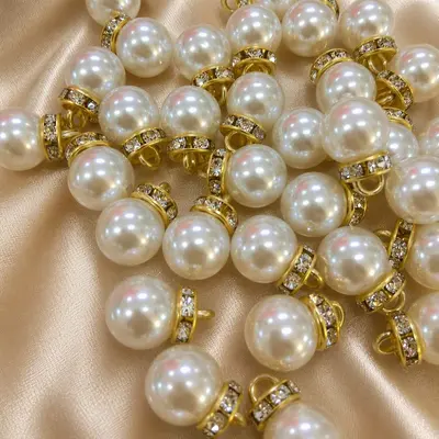ABS Pearl Pendant with Hanging Ring, Decorative Charm for Wedding Gift Bags