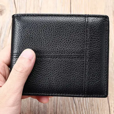 RFID-Protected Genuine Leather Short Wallet with Multiple Card Slots - 10