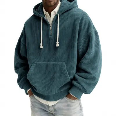 Herren-Hoodie mit Digitaldruck und halbem Reißverschluss, Herbst 2026