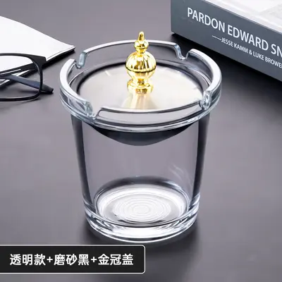 Funnel Glass Ashtray with Lid for Home and Living Room - 11