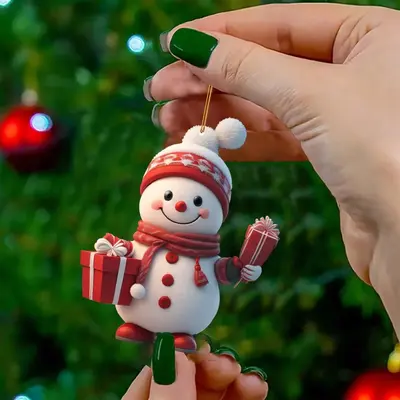 Akrilik Noel Baba Asılı Süs, Noel Ağacı Süsü - 10