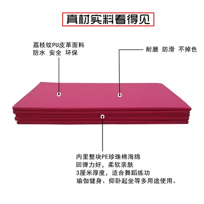 健身瑜伽体操垫健身训练垫舞蹈垫儿童练功垫皮革加厚海绵技巧垫子