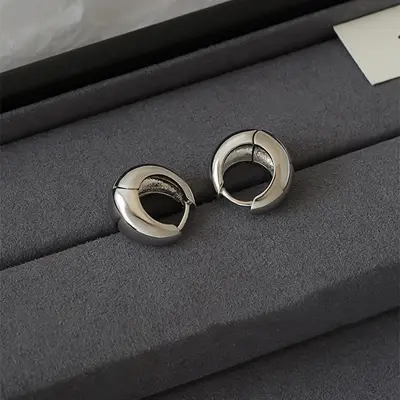 Europäische und amerikanische Ohrringe im ovalen Stil für Frauen, 925er Silberstift-Ohrringe, einfache modische elegante Geschäftskleidung, Nischen-Design, elektrolytisch vergoldet - 9