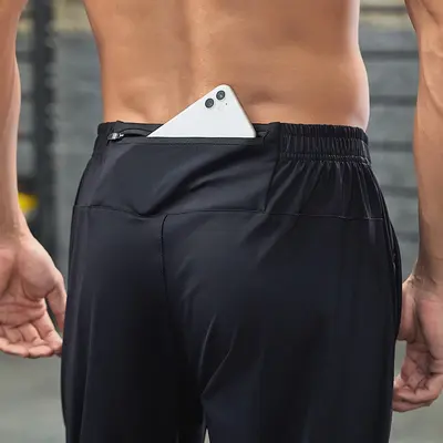 Men's Woven Nylon Sports Trousers, High Elasticity, Wear-Resistant Running Track Pants