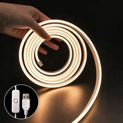 USB Neon Işık Şerit, 5V, Kısılabilir, Su Geçirmez, Sıcak Beyaz - 7