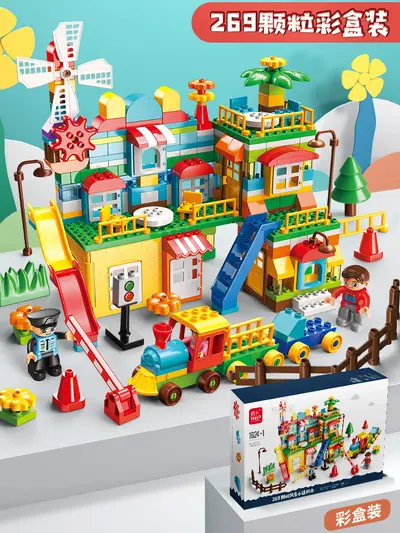 Large Particle Building Blocks, Amusement Park Castle and Ferris Wheel Scene - 11