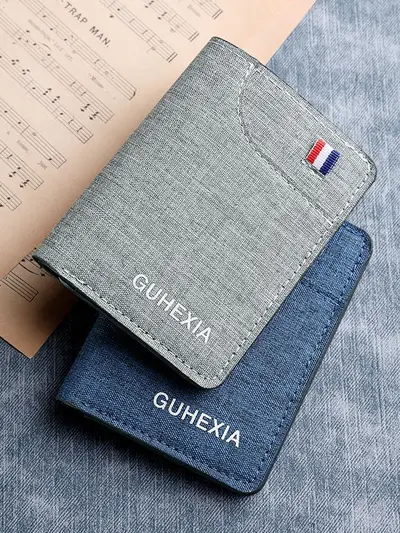 Vertikale Canvas-Herrenbörse, kurz, ultradünn - 6