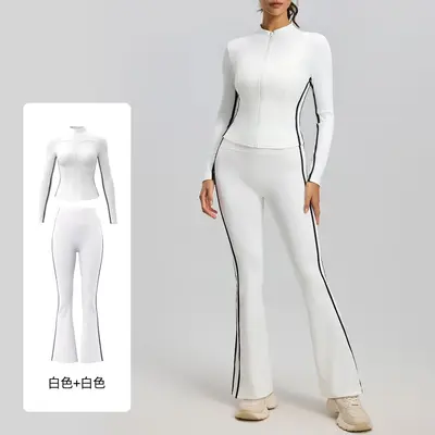 Women's Autumn Two-Piece Striped Yoga Set - 9