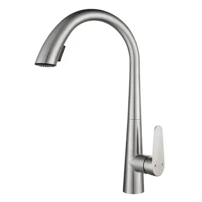 Gunmetal Grey 304 Stainless Steel Pull-Out Kitchen Faucet, Hot and Cold - 7