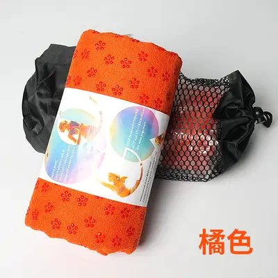 Plum Blossom Microfiber Yoga Mat Towel, Non-Slip, Thick, With Mesh Bag - 11