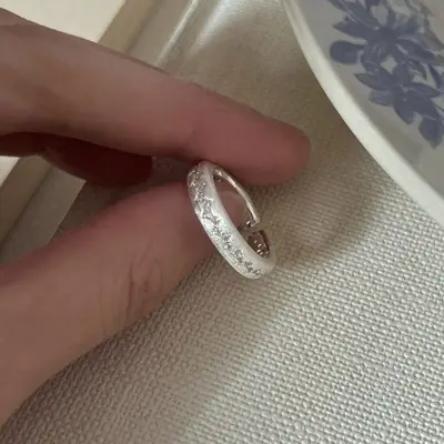 S925 sterling silver brushed flower open ring for women - 9