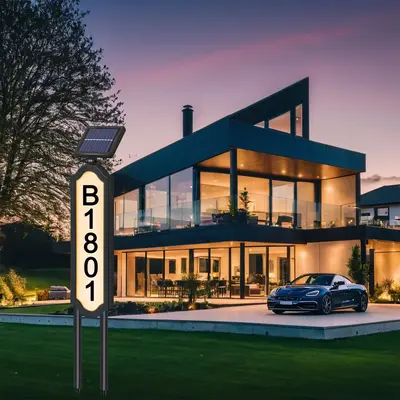 Güneş Enerjili LED Yer Fişi Kapı Numarası Lambası, Dış Mekân