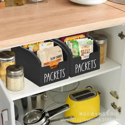 Wooden Divided Spice and Tea Bag Storage Box