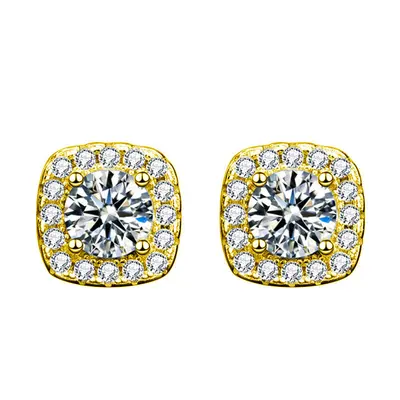 Moissanite square stud earrings S925 silver women - 8