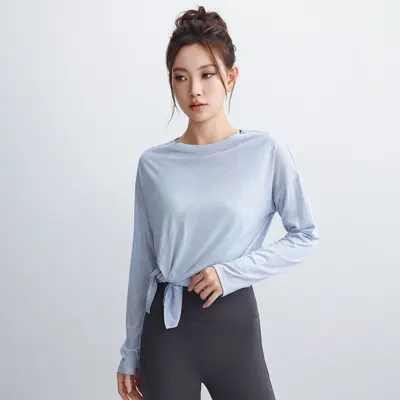 Women's Loose Long-Sleeve Yoga Top, Quick-Dry, Breathable - 2
