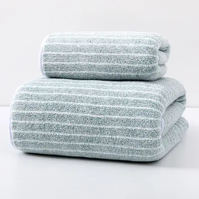 Sınır ötesi Jinanion havlu banyo havlusu seti kareli geniş şerit mercan kadife havlu ev tipi emici hızlı kuruyan yüz havlusu - 10