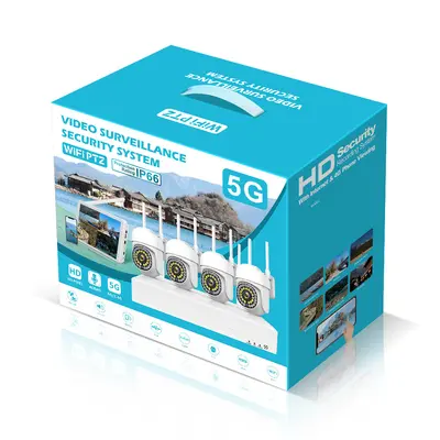 Sınır ötesi WiFi seti ağ NVR top monitör tam renkli gece görüşlü sabit disk video kaydedici kablosuz kamera - 6