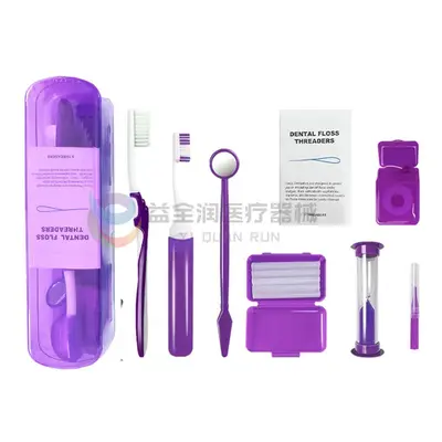 Orthodontic oral care kit with toothbrush, floss, mirror - 8