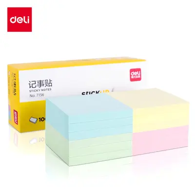 Deli 7156 Colored Sticky Notes 76*76mm, 100 Sheets, Mixed Colors